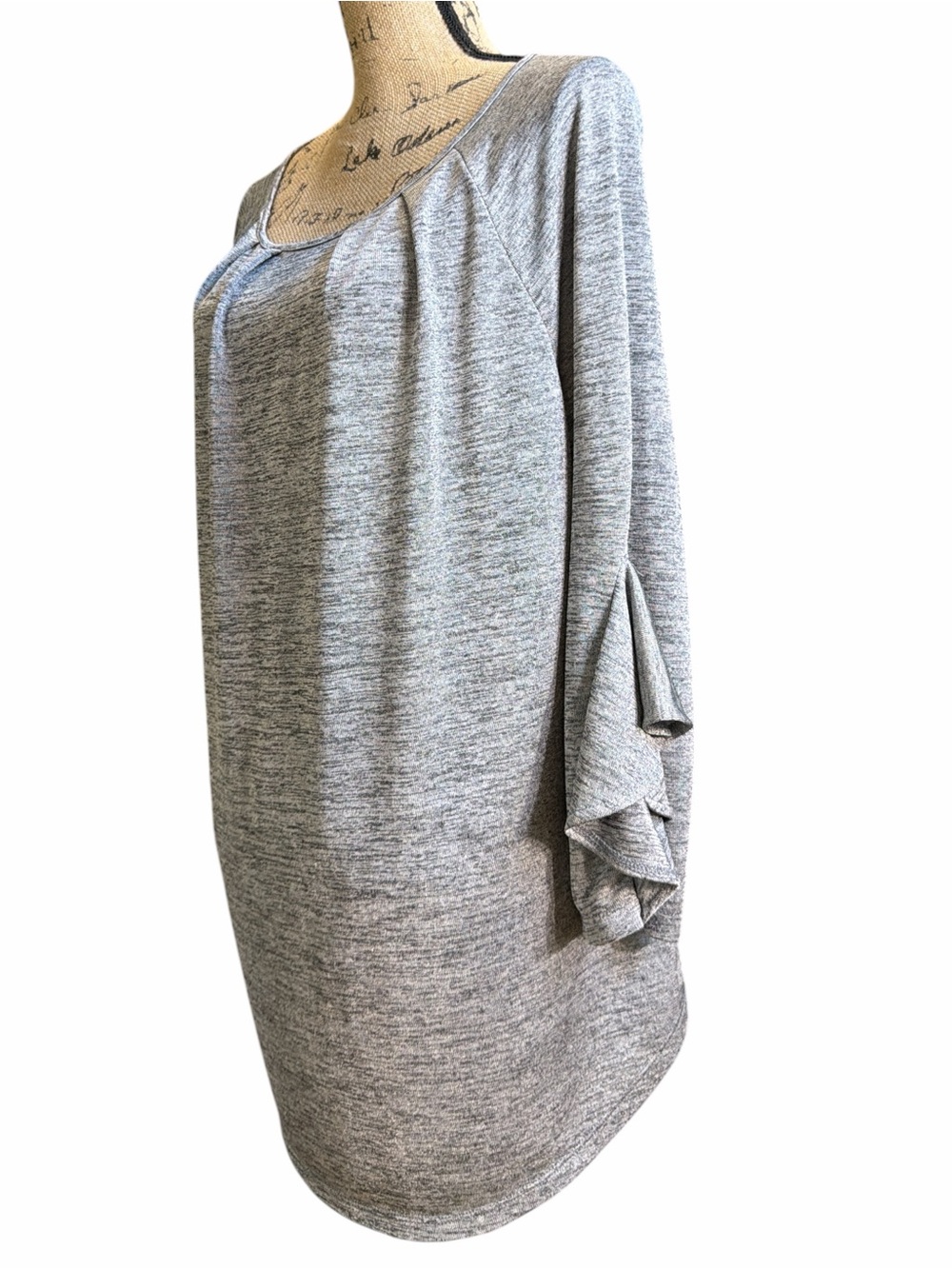 7th Avenue Design Studio Women's Heather Gray Ruffle-Sleeve Tunic EC  Size XL - Picture 3 of 6